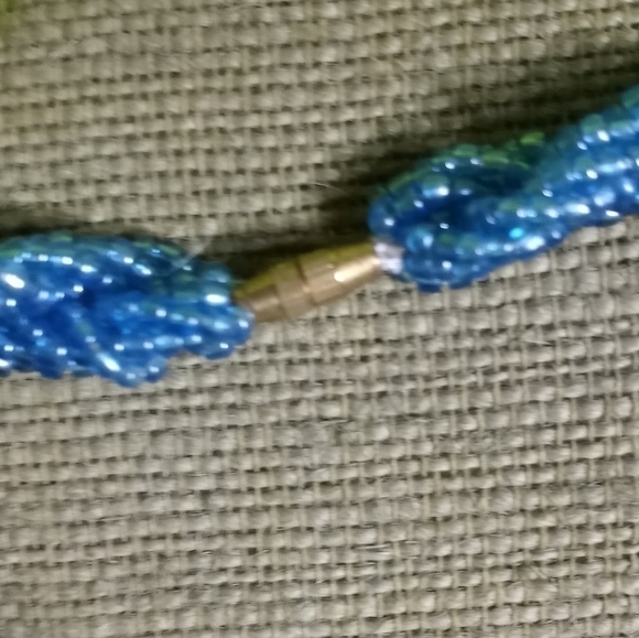 Blue twisted necklace bracelet set beaded seed beads - Picture 4 of 4